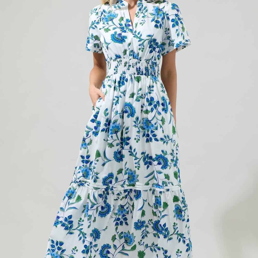 Samara Floral Belraj Poplin Maxi Dress by Sugarlips - Picture 5 of 7